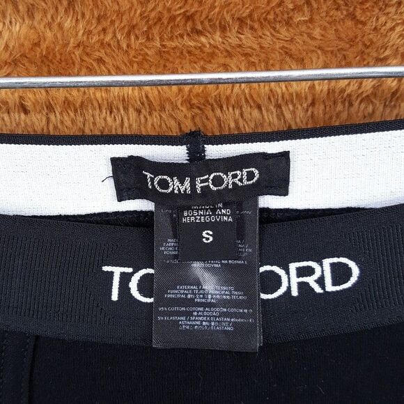 TOM FORD Mens Small Black Cotton Long Johns Base Layer Pull On Logo Band - Picture 3 of 6